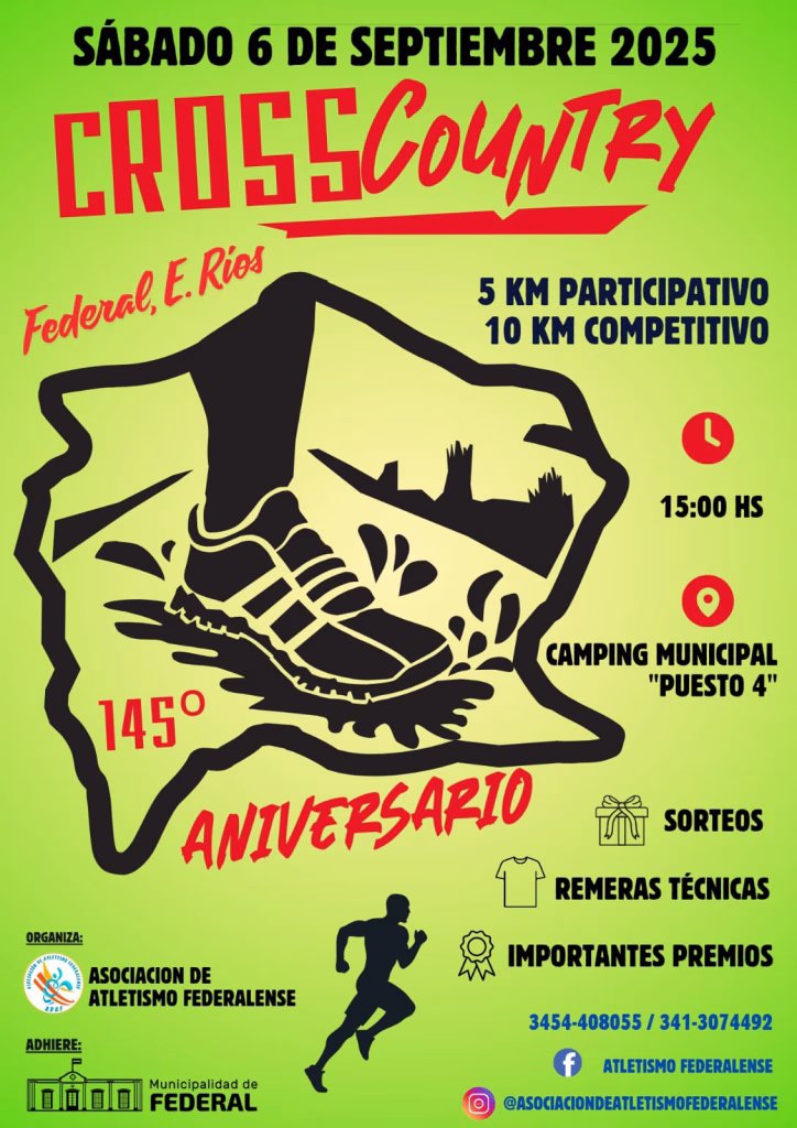 Se viene el Cross Country en Federal por el 145° aniversario de la ciudad